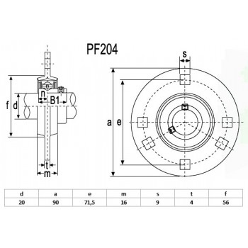 Le modèle de Palier ronde en tôle (sans le roulement) ref PF204 diamètre d'arbre 20 mm - PF204