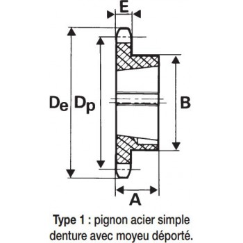 Le modèle de Pignon à moyeu amovible pour chaine 08B Simple, 17 dents ref PIS08B17MA - PIS08B17MA