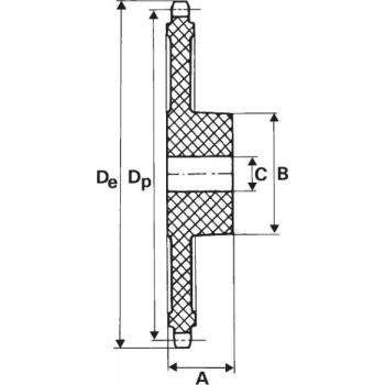 Le modèle de Roue fonte pré-alésé pour chaine 16B Simple, 57 dents ref RFS16B57 - RFS16B57