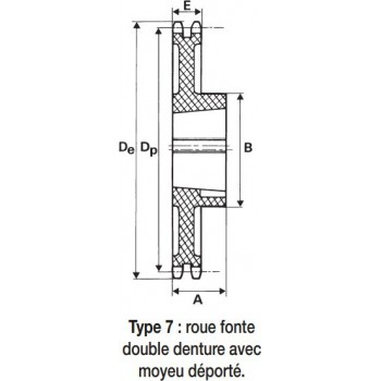 Le modèle de Roue fonte à moyeu amovible pour chaine 06B Double, 95 dents ref RFD06B95MA - RFD06B95MA